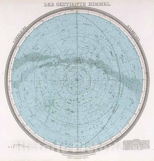 Historic Map : Der Gestirnte Himmel. (Northern Sky)., 1875, Vintage Wall Decor