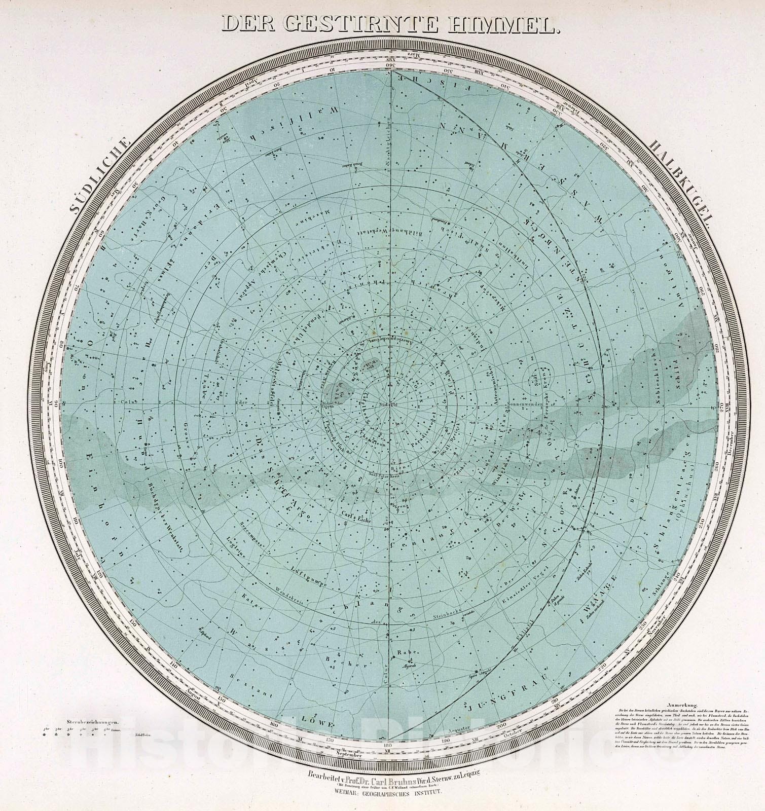 Historic Map : Der Gestirnte Himmel. (Southern Sky)., 1875, Vintage Wall Decor