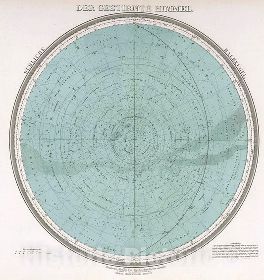 Historic Map : Der Gestirnte Himmel. (Southern Sky)., 1875, Vintage Wall Decor