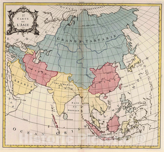 Historic Map : Asie., 1755, Vintage Wall Decor