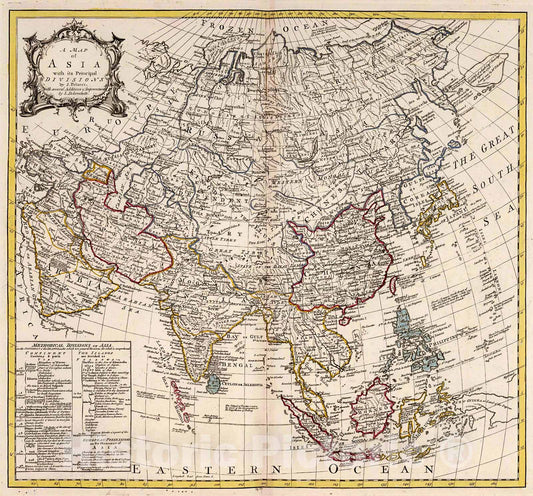 Historic Map : Asia with its Principal Divisions., 1755, Vintage Wall Decor