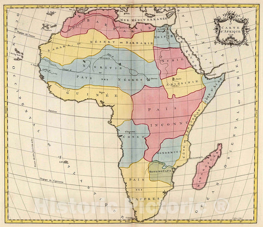Historic Map : Afrique., 1755, Vintage Wall Decor