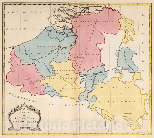Historic Map : Pais-Bas Catholiques., 1755, Vintage Wall Decor