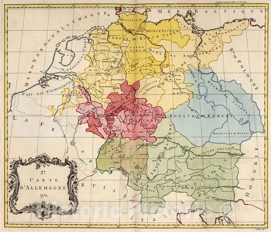 Historic Map : Allemagne., 1755, Vintage Wall Decor