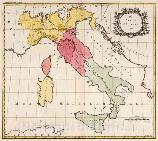 Historic Map : Italie., 1755, Vintage Wall Decor