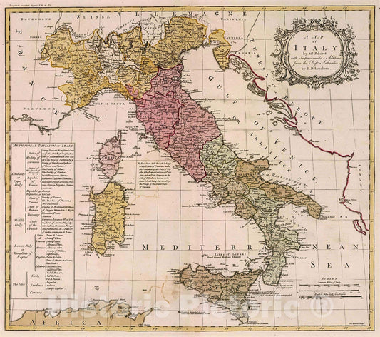 Historic Map : Italy., 1755, Vintage Wall Decor
