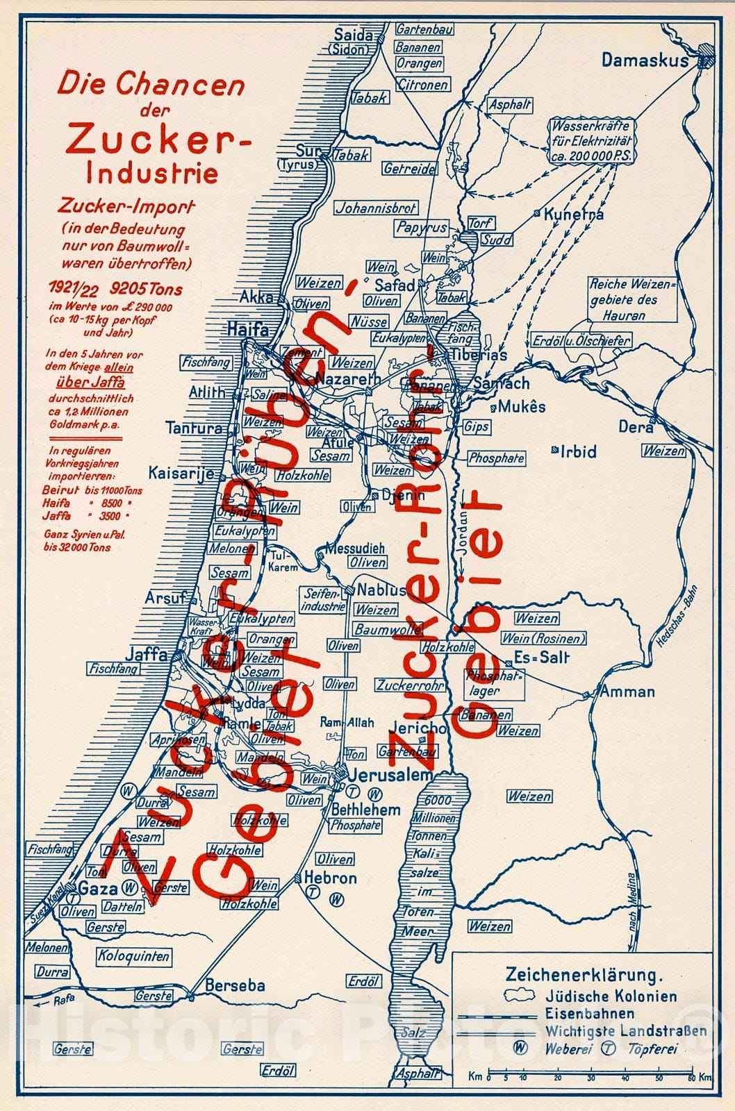 Historic Map : Die Chancen der Zucker - Industrie., 1926, Vintage Wall Decor