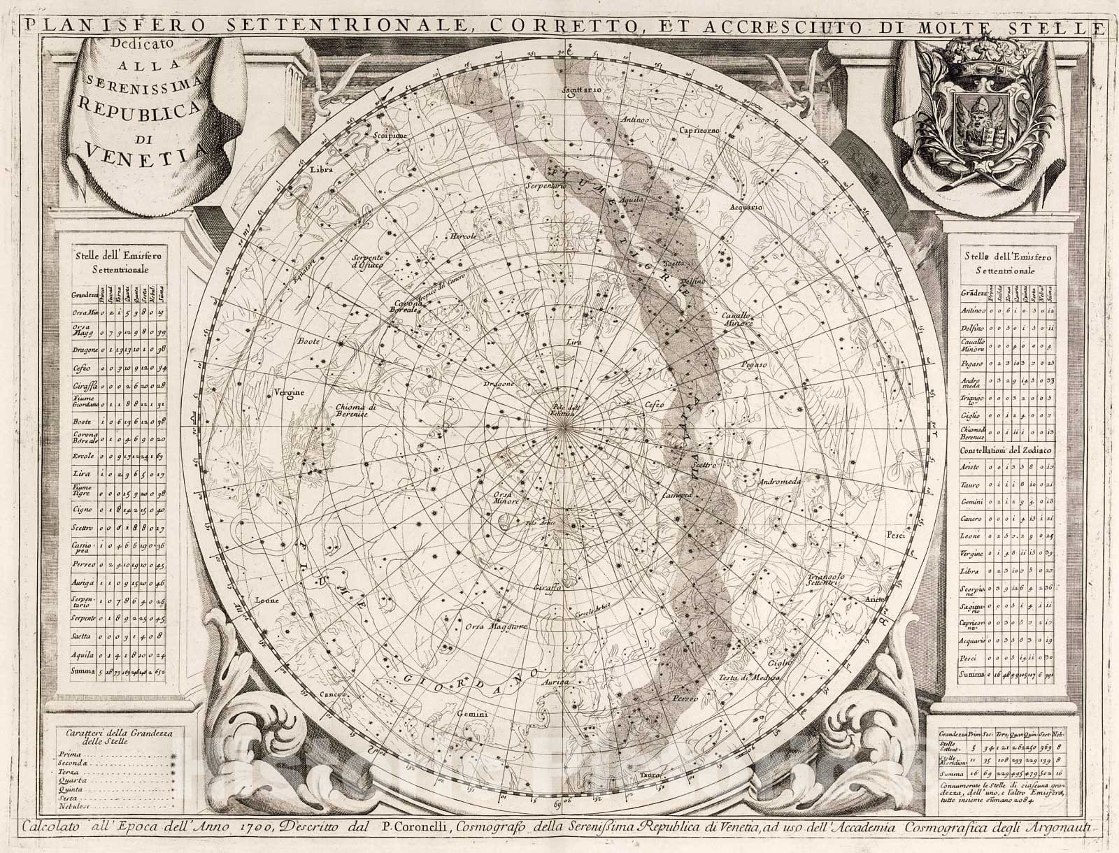 Historic Map : Planisfero Settentrionale., 1693, Vintage Wall Decor