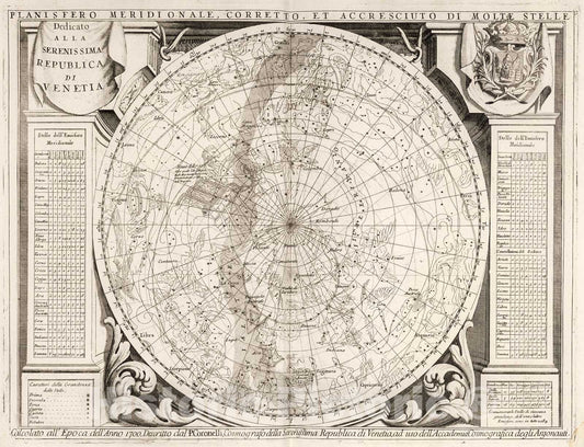Historic Map : Planisfero Meridionale., 1693, Vintage Wall Decor