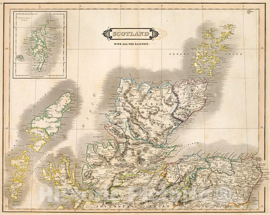 Historic Map : Scotland (Northern part). XII, 1841, Vintage Wall Decor