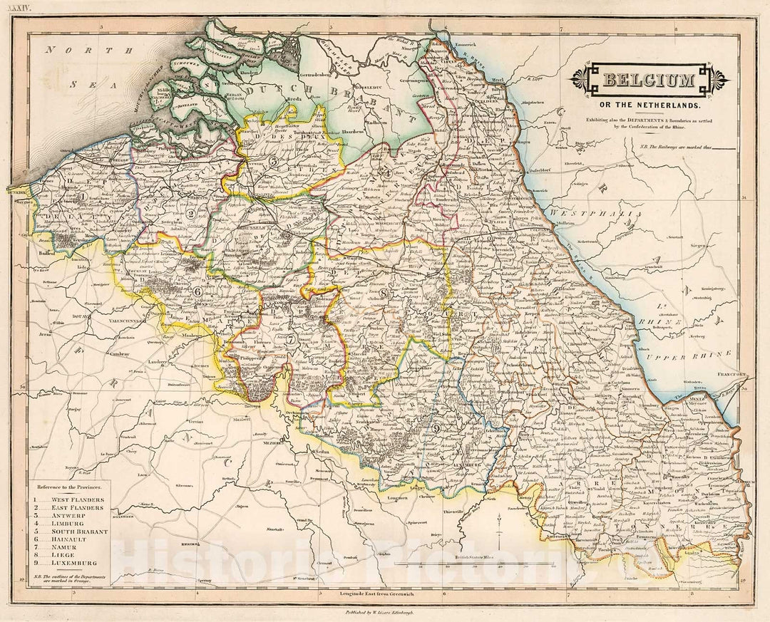 Historic Map : Belgium or the Netherlands, 1841, Vintage Wall Decor