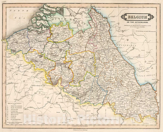 Historic Map : Belgium or the Netherlands, 1841, Vintage Wall Decor