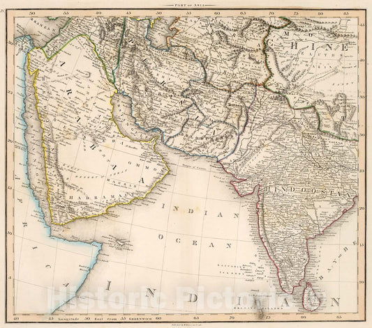 Historic Map : Asia. XLIV, 1841, Vintage Wall Decor