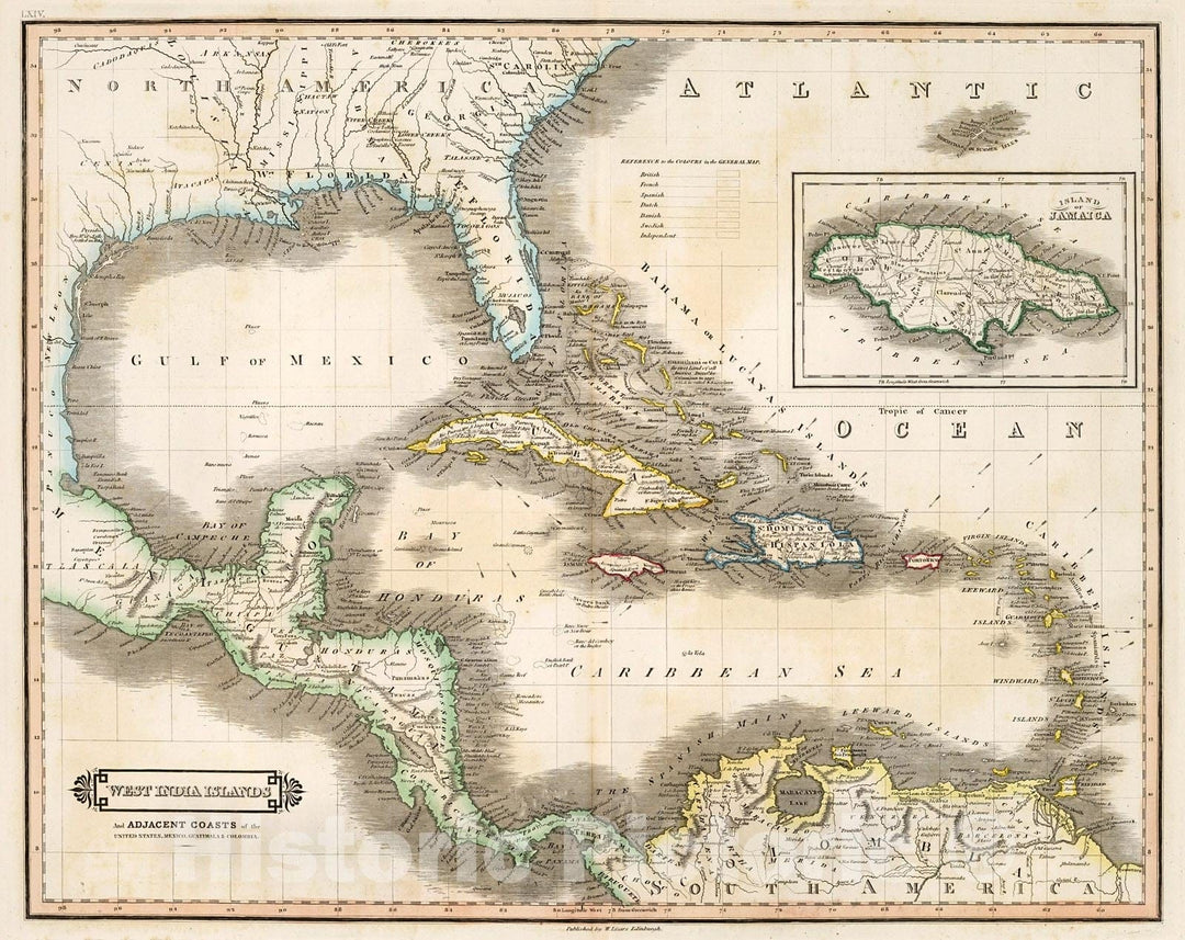 Historic Map : West India Islands, 1841, Vintage Wall Decor