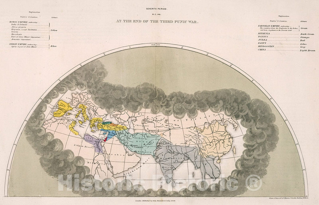 Historic Map : Seventh period : B.C. 146. At The End Of The Third Punic War, 1856, Vintage Wall Decor