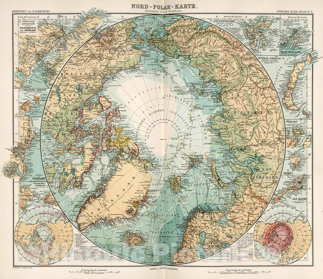 Historic Map : Nord-Polar-Karte., 1905, Vintage Wall Decor