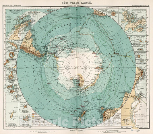 Historic Map : Sued-Polar-Karte., 1905, Vintage Wall Decor