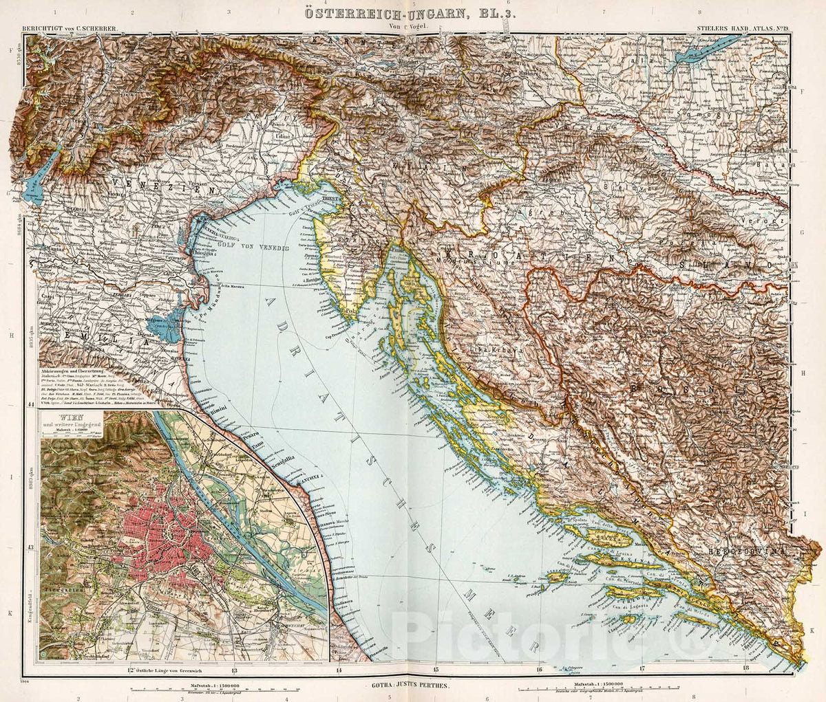 Historic Map : Oesterrich-Ungarn in four Blaettern, Blatt 3., 1905, Vintage Wall Decor