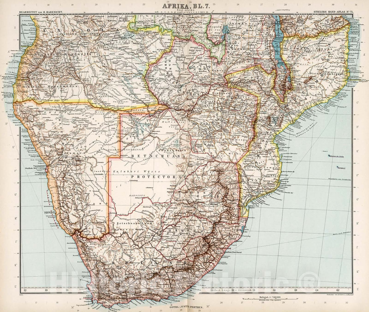 Historic Map : Afrika in seven Blaettern, Bl. seven., 1905, Vintage Wall Decor