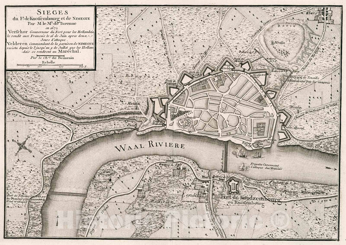Historic Map : Volume 2. Sieges du Ft. de Knotsembourg et de Nimegue, 1782, Vintage Wall Decor