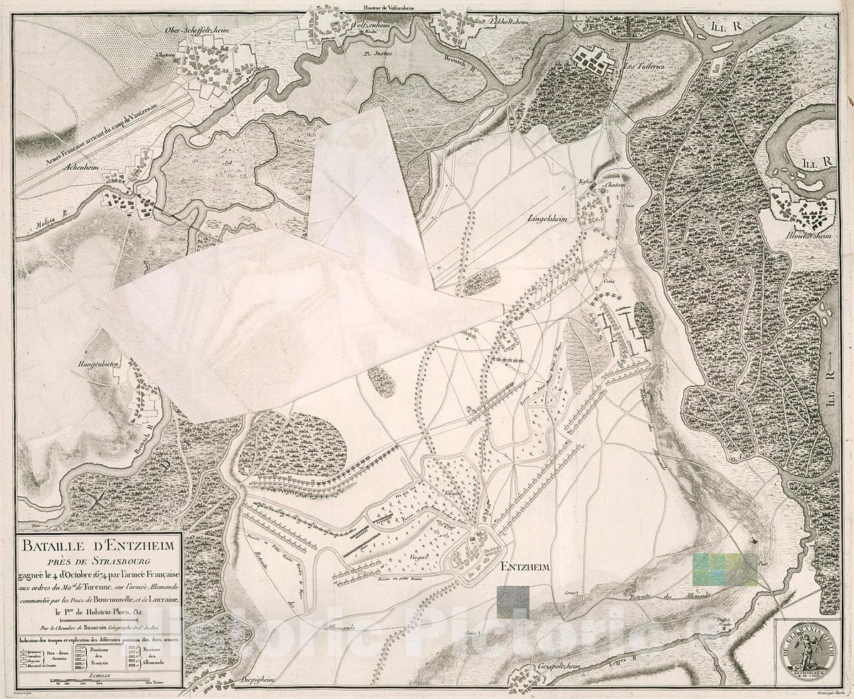 Historic Map : Volume 2. Bataille D'Entzheim Pres De Strasbourg, 1782, Vintage Wall Decor