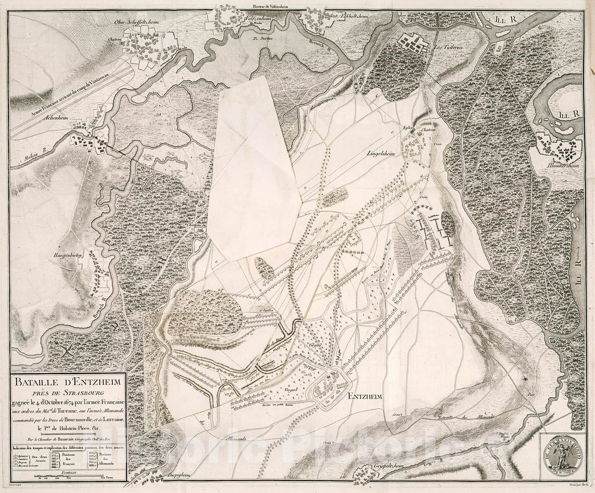 Historic Map : Volume 2. 2e. Popillon. Bataille D'Entzheim Pres De Strasbourg, 1782, Vintage Wall Decor