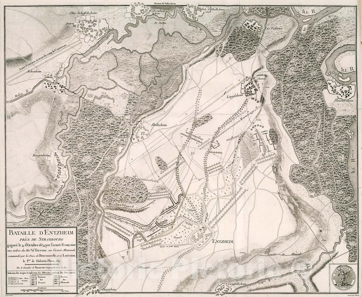 Historic Map : Volume 2. 3e. Popillon. Bataille D'Entzheim Pres De Strasbourg, 1782, Vintage Wall Decor