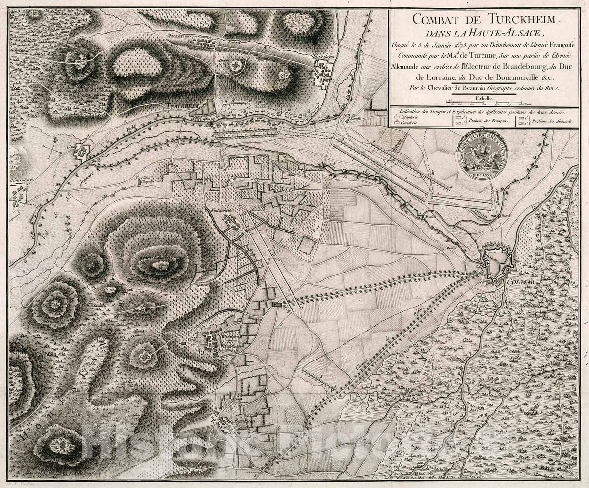 Historic Map : Volume 2. Combat De Turckheim Dans La Haute-Alsace, 1782, Vintage Wall Decor