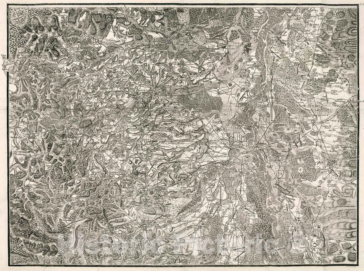 Historic Map : Volume 2. 3e. Planche. Carte Topographique Du Cours Du Rhin Depuis Basle Jusqua Mayence, 1782, Vintage Wall Decor