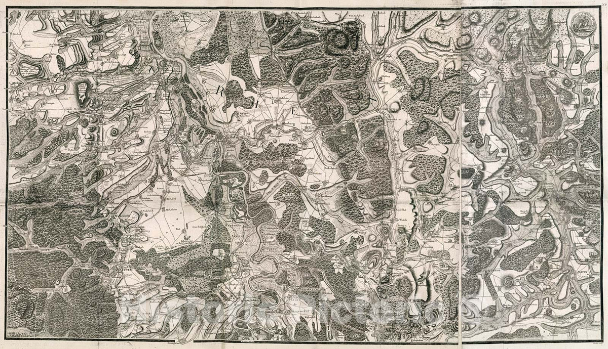 Historic Map : Volume 2. 5e. Planche. Carte Topographique Du Cours Du Rhin Depuis Basle Jusqua Mayence, 1782, Vintage Wall Decor