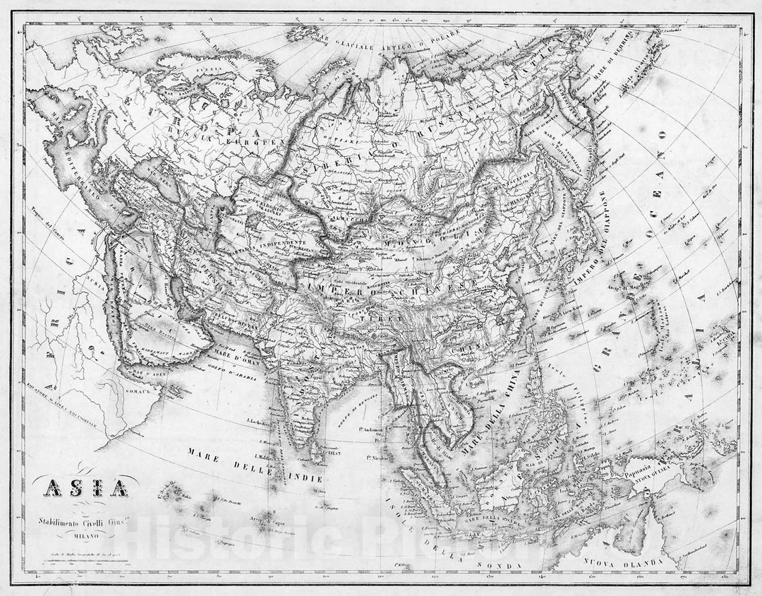 Historic Map : Asia, 1853, Vintage Wall Decor