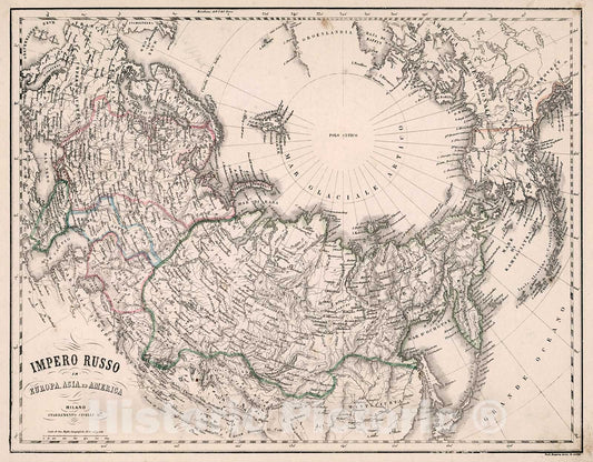 Historic Map : Impero Russo Europa, Asia ed America, 1853, Vintage Wall Decor