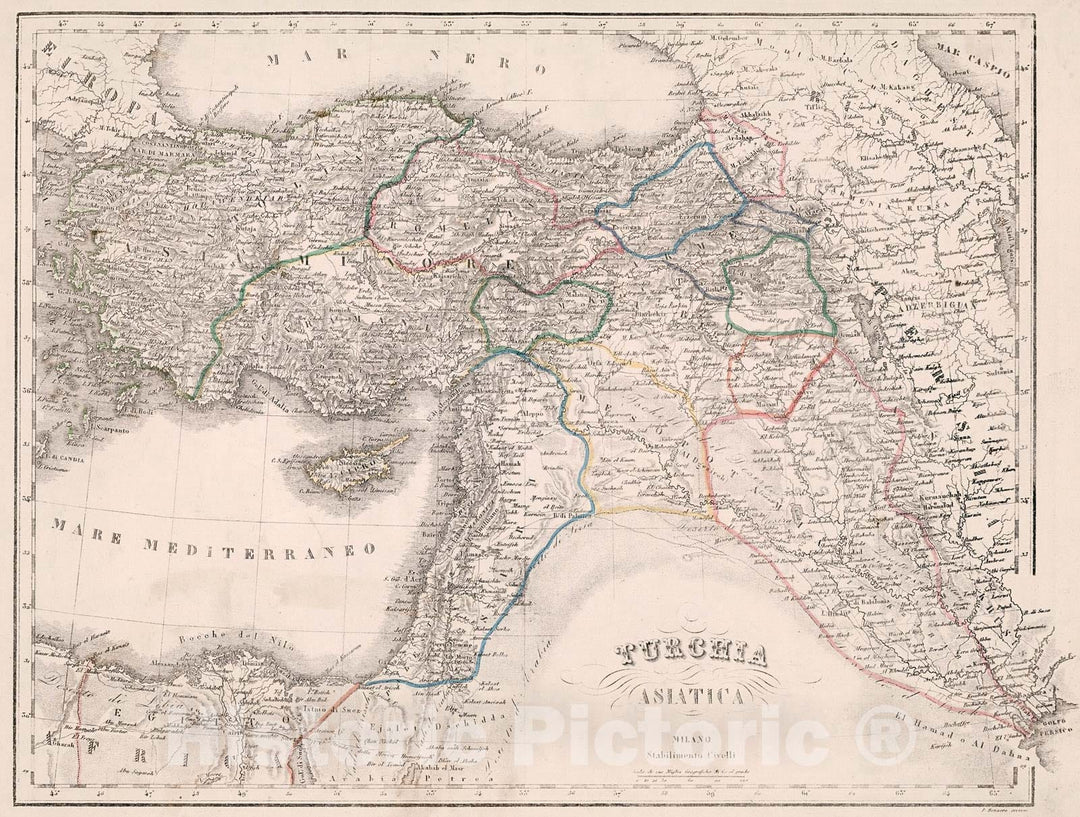 Historic Map : Turchia Asiatica, 1853, Vintage Wall Decor