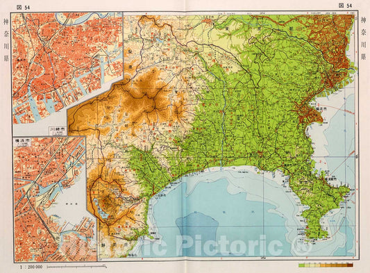 Historic Map : Kanagawa ken, Japan, 1956, Vintage Wall Decor