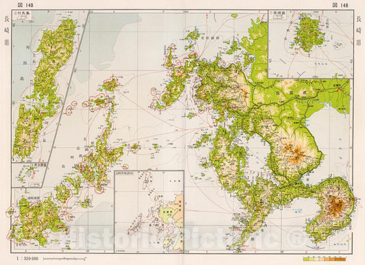 Historic Map : Nagasaki Prefecture, Japan, 1956, Vintage Wall Decor