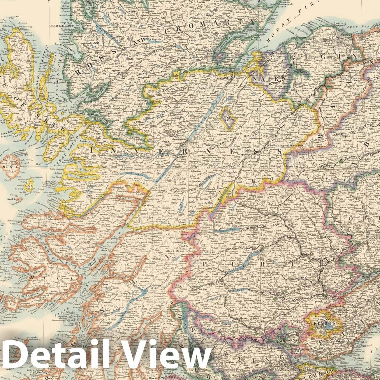 Historic Map : Stanford's map of Scotland: Sheets 13-16, 1884, Vintage Wall Decor