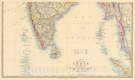 Historic Map : Stanford's portable map of India, 1884, v1, Vintage Wall Decor