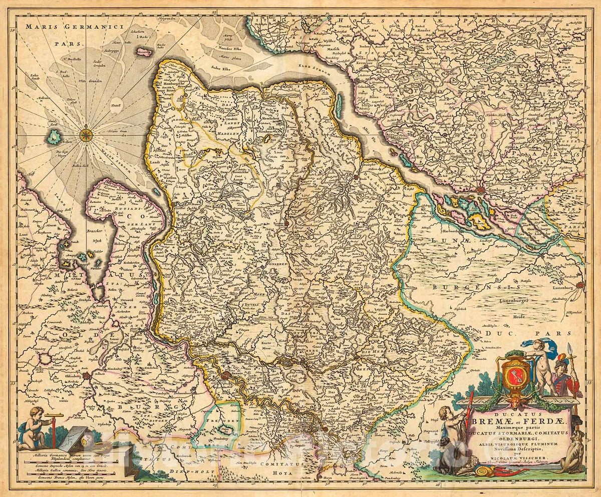 Historic Map : Ducatus Bremae et Ferdae, 1690, Vintage Wall Decor
