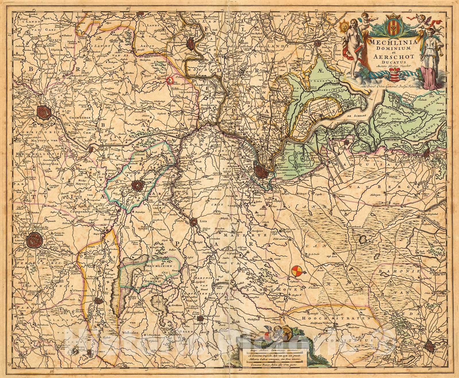Historic Map : Mechlinia dominium et Aerschot ducatus, 1690, Vintage Wall Decor