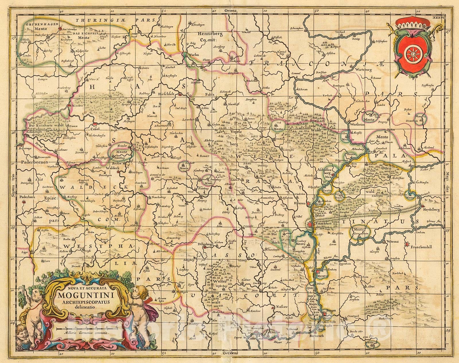 Historic Map : Nova et Accurata Moguntini Archiepiscopatus delineatio, c1685, , Vintage Wall Art