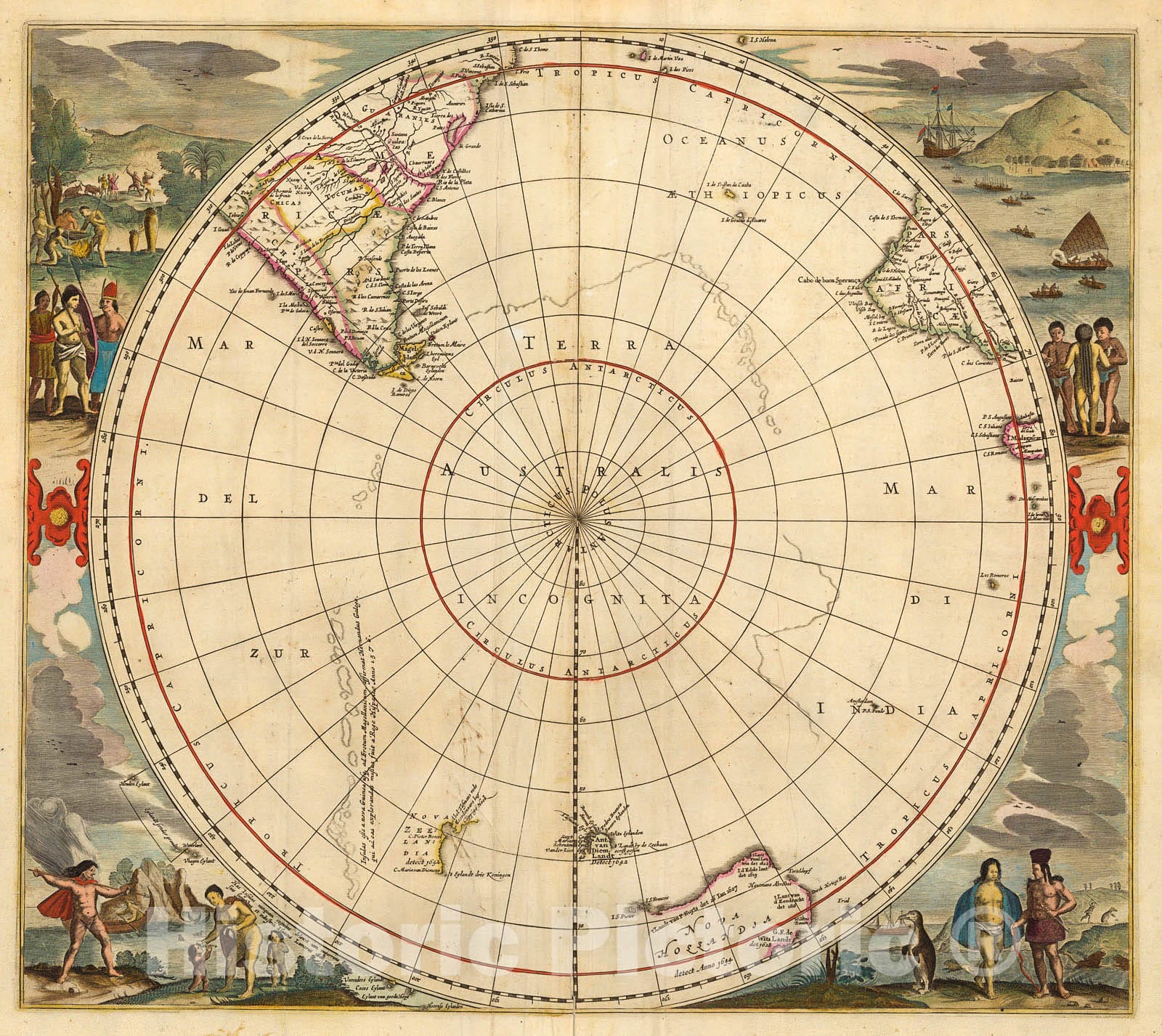 Historic Map : Terra Australis Incognita : Polus Antarcticus, 1690, Vintage Wall Decor