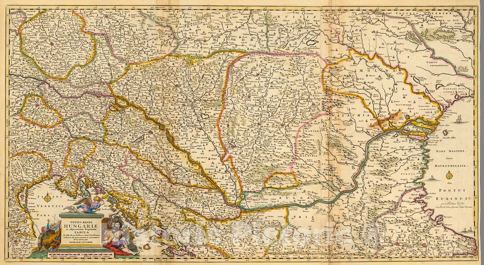 Historic Map : Totius Regni Hungariae et adjacentium Regionum Tabula, 1690, Vintage Wall Decor
