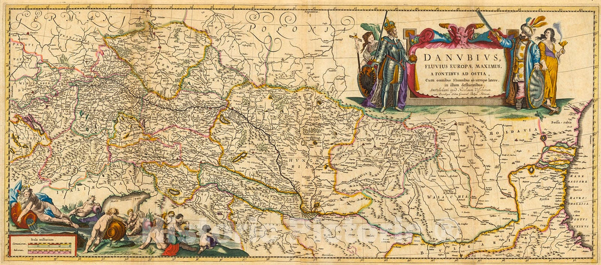Historic Map : Danubius fluvius Europae maximus, a fontibus ad ostia, 1690, Vintage Wall Decor