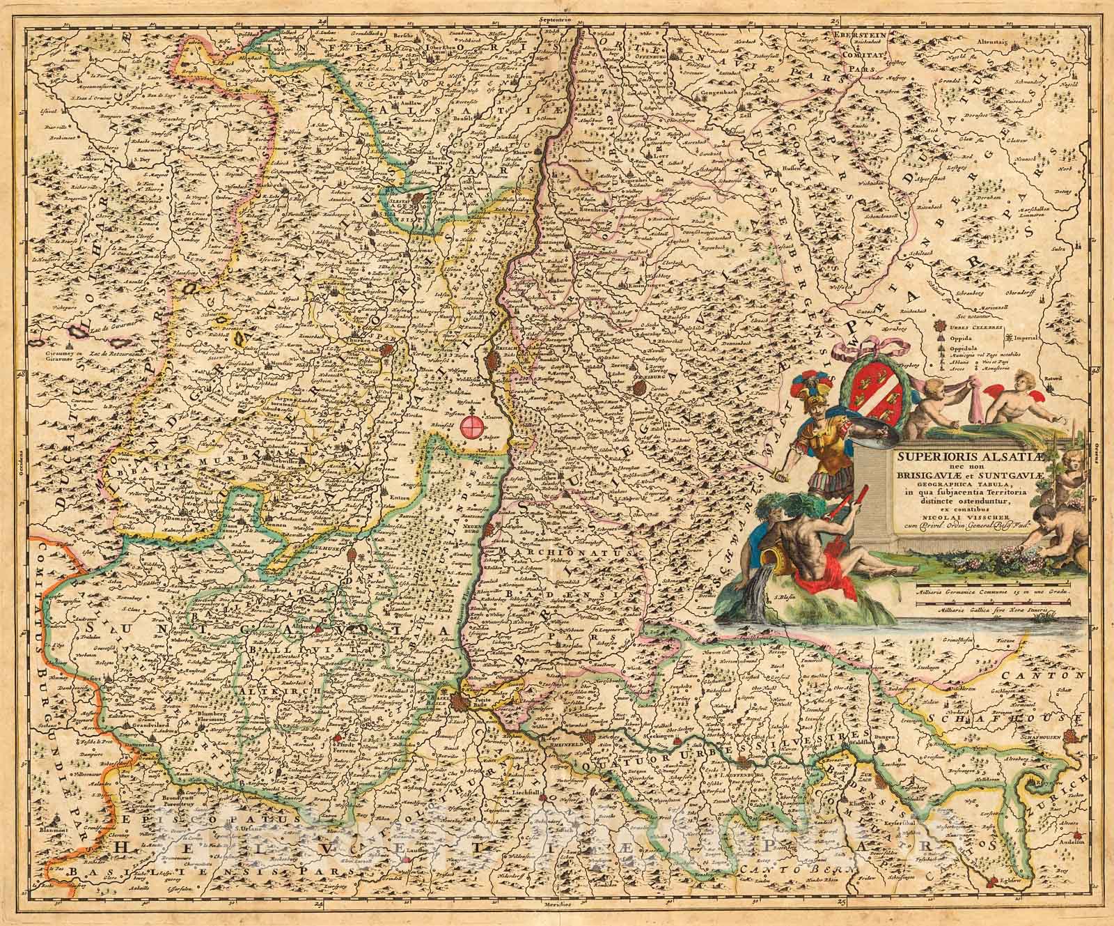 Historic Map : Superioris Alsatiae nec non Brisigaviae et Suntgaviae Geographica Tabula, 1690, Vintage Wall Decor