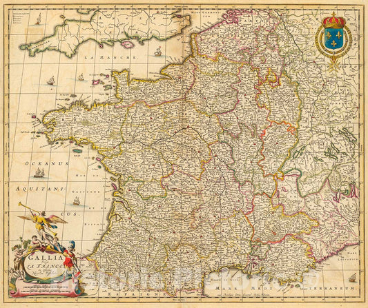 Historic Map : Gallia Vulgo La France, 1690, Vintage Wall Decor