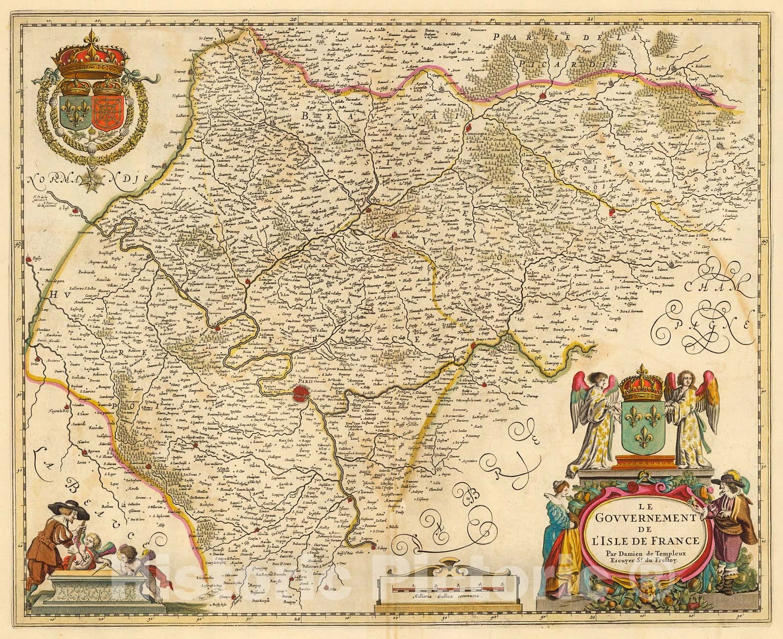 Historic Map : Le Govvernement De L'Isle De France, 1690, Vintage Wall Decor