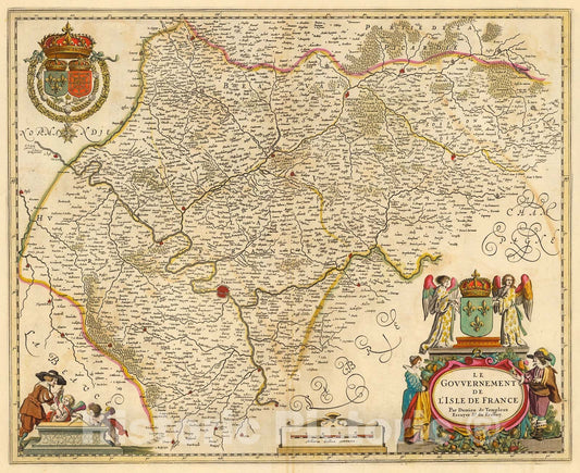 Historic Map : Le Govvernement De L'Isle De France, 1690, Vintage Wall Decor