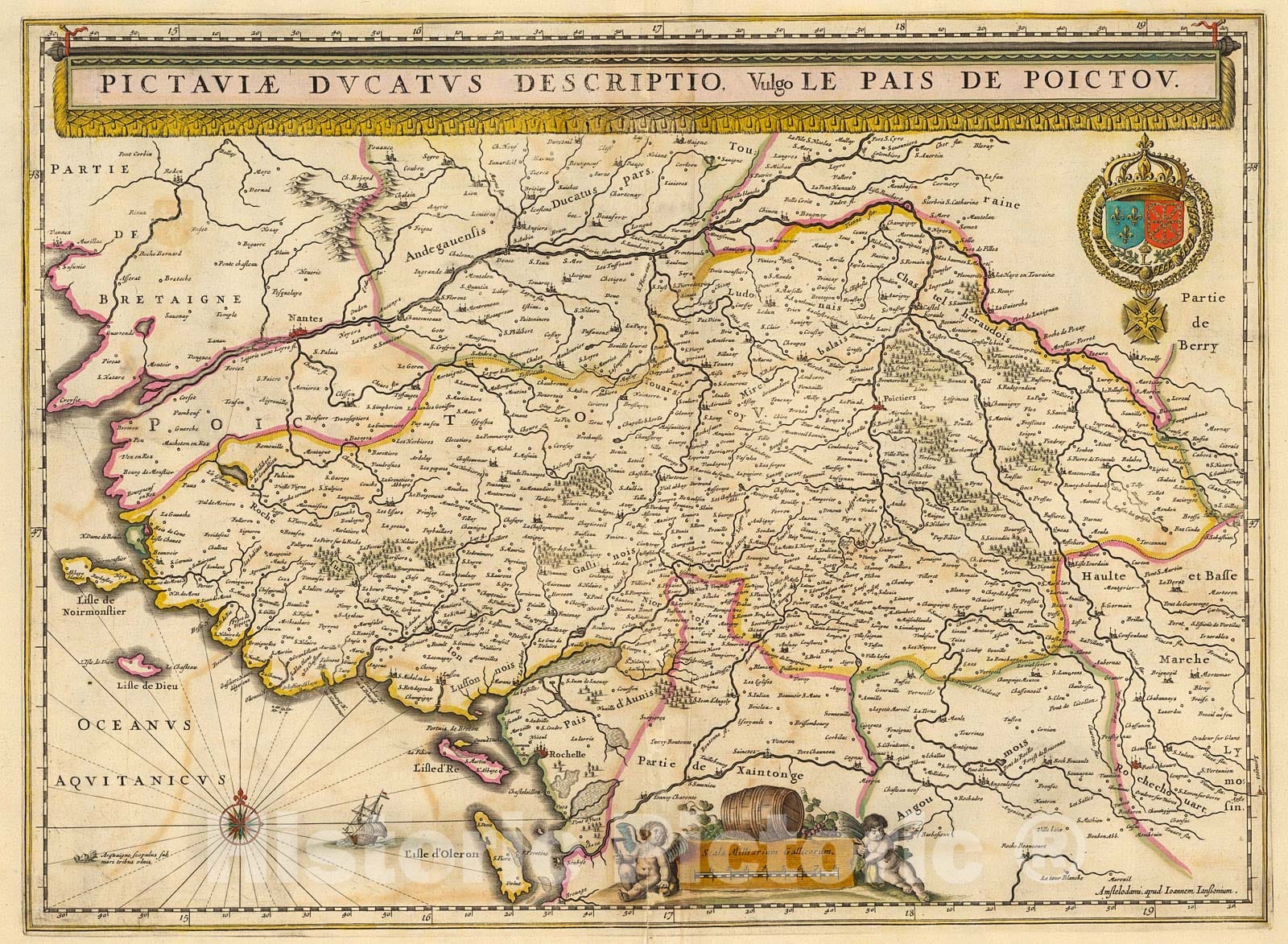 Historic Map : Pictaviae Ducatus Descriptio, Vulgo Le Pais De Poictou, 1690, Vintage Wall Decor