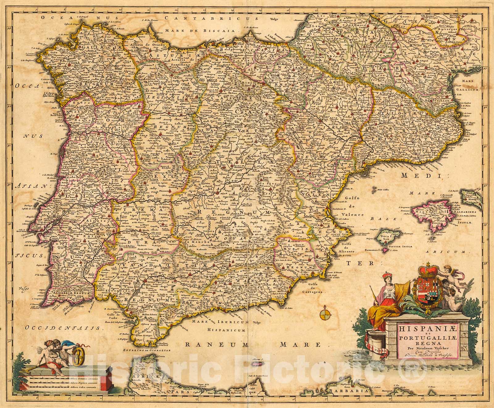 Historic Map : Hispaniae et Portugalliae Regna, 1690, Vintage Wall Decor
