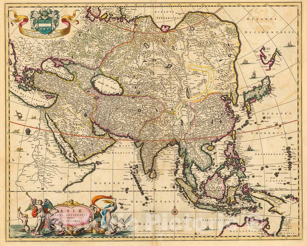 Historic Map : Asiae nova delineatio, 1690, Vintage Wall Decor